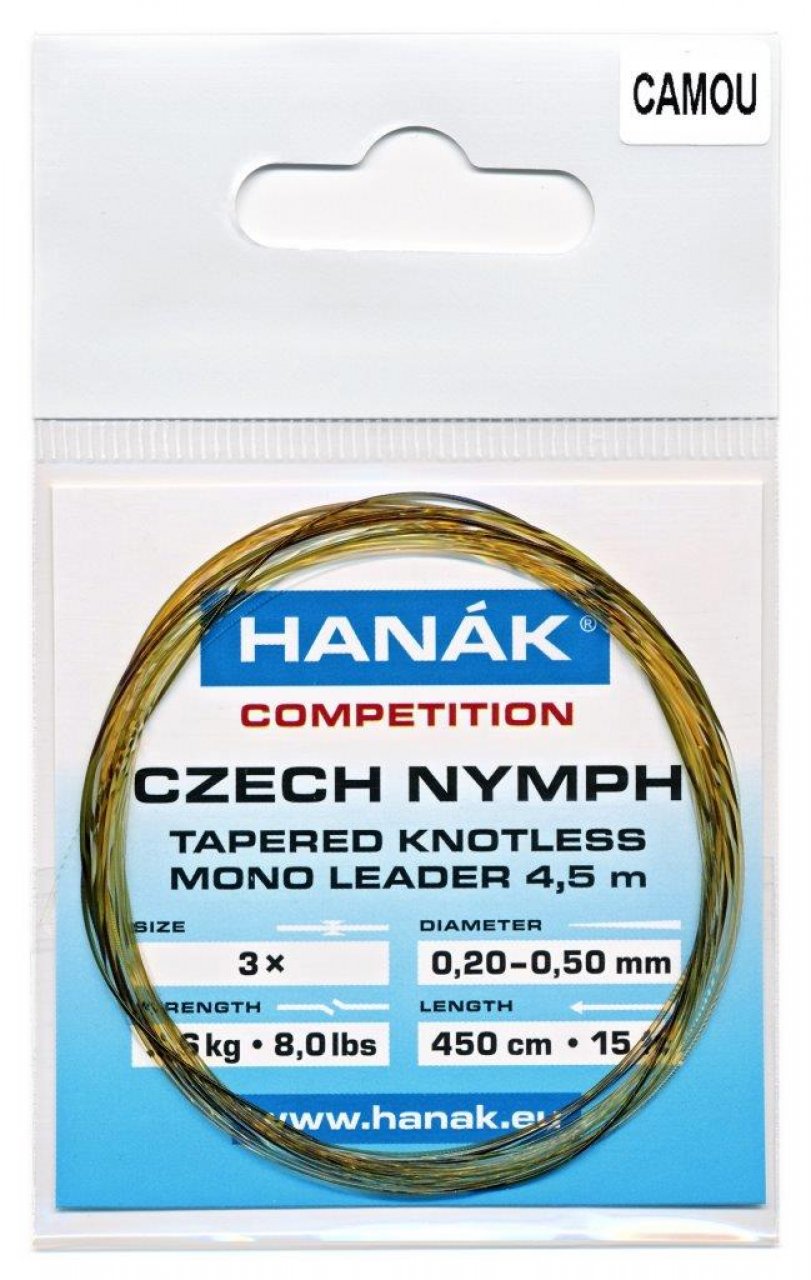Návazec HANÁK Competition Czech Nymph monofilní ujímaný 9 m - Camou