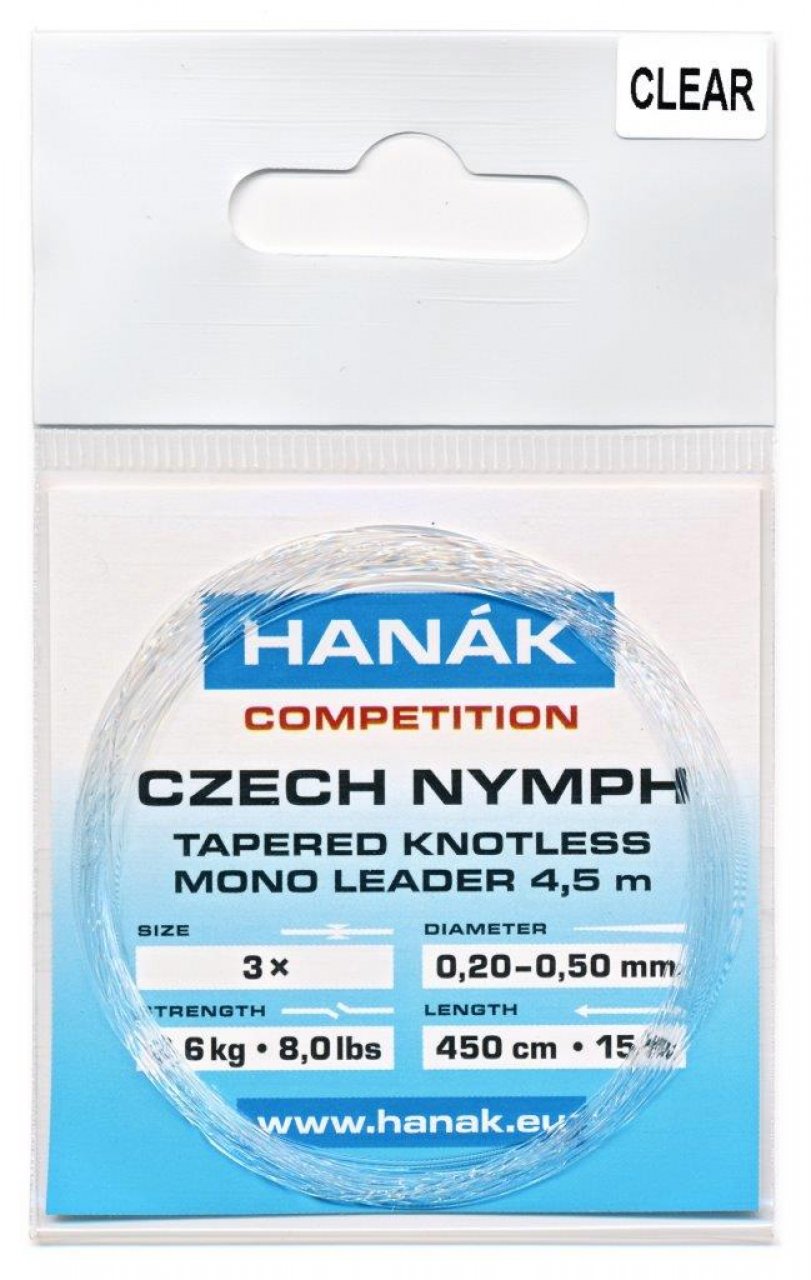 Návazec HANÁK Competition Czech Nymph monofilní ujímaný 9 m - Čirý