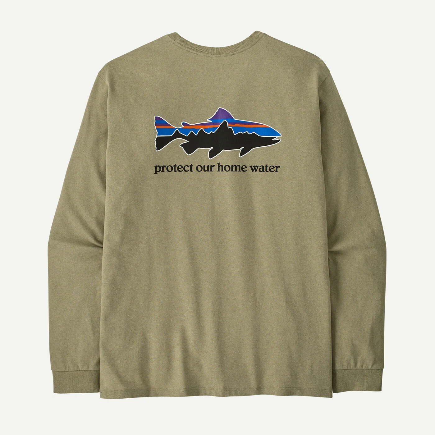 Patagonia Pánské tričko Long-Sleeved Home Water Trout Responsibili-Tee, Gumtree Green