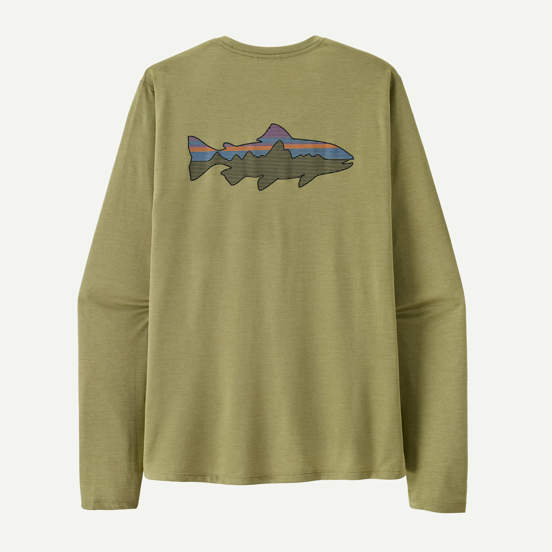 Patagonia Pánské tričko Long-Sleeved Capilene® Cool Sun Shirt - Fitz Roy Trout, Gumtree Green - Light Gumtree Green X-Dye