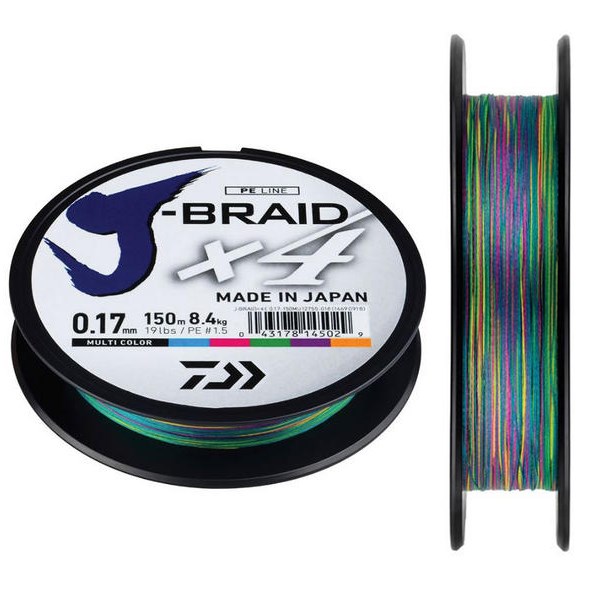 Daiwa Splétaná Šňůra J-Braid Multi Color, 150m, 0,10mm, 6kg