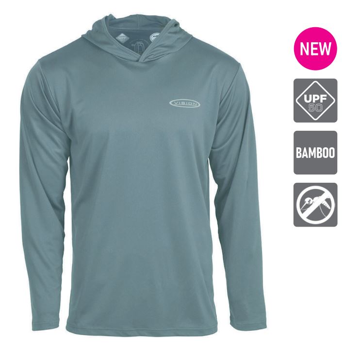 VISION Funkční tričko BAMBOO BUG & UV Hoodie, Stone blue