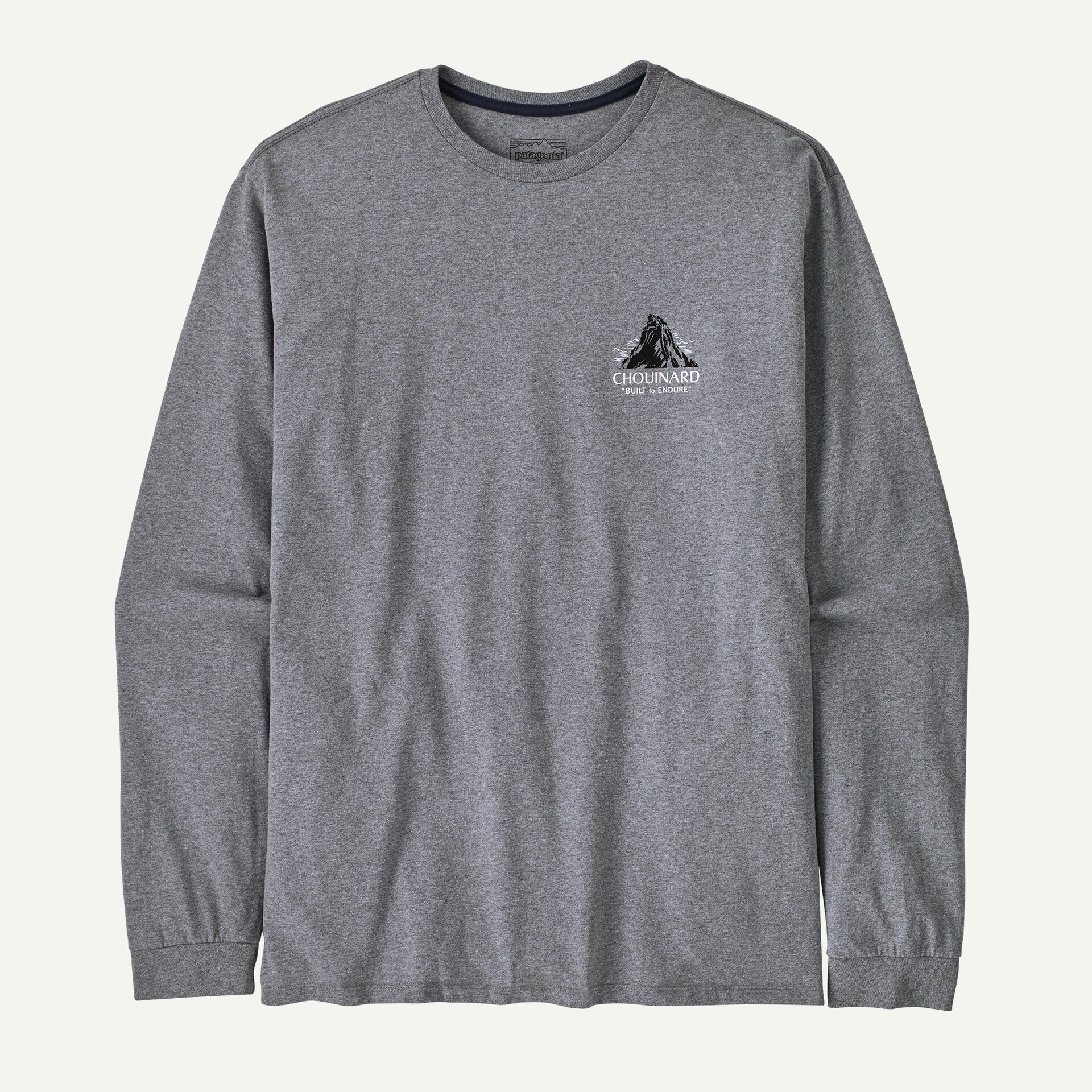 Patagonia Pánské tričko Long-Sleeved Chouinard® Crest Responsibili-Tee®, Gravel Heather - vel. XL