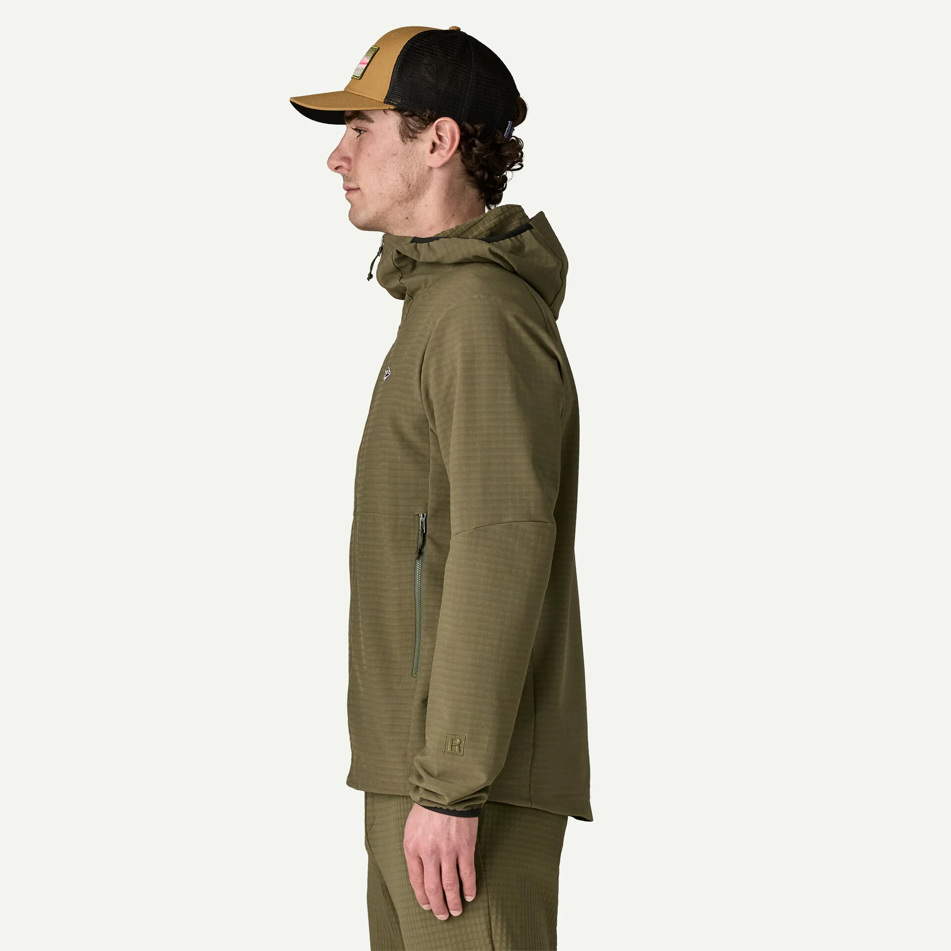 Patagonia Pánská mikina R1® TechFace Fitz Roy Trout Hoody, Basin Green - vel. XS