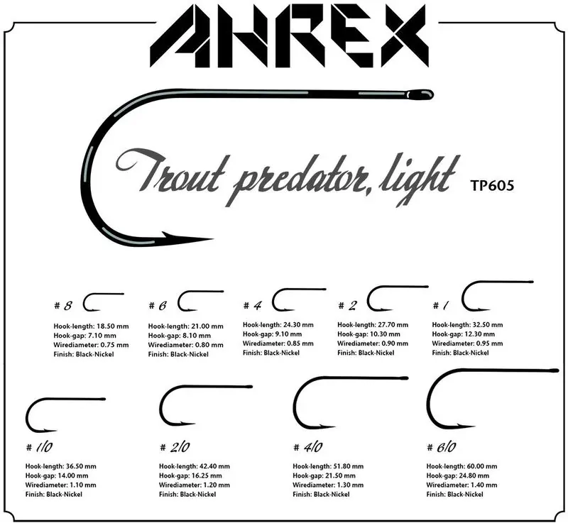 Ahrex muškařské háčky TP605 - Trout Predator Light - vel. 6