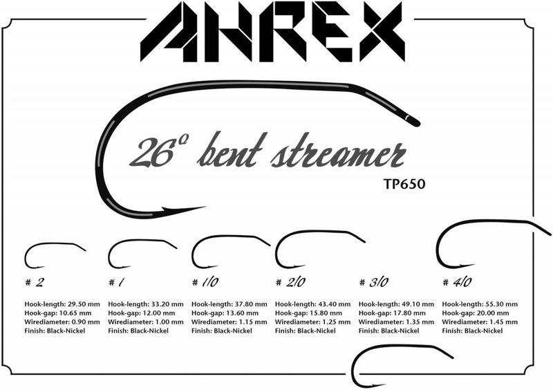 Ahrex muškařské háčky TP650 - 26 Degree Bent Streamer - vel. 1/0