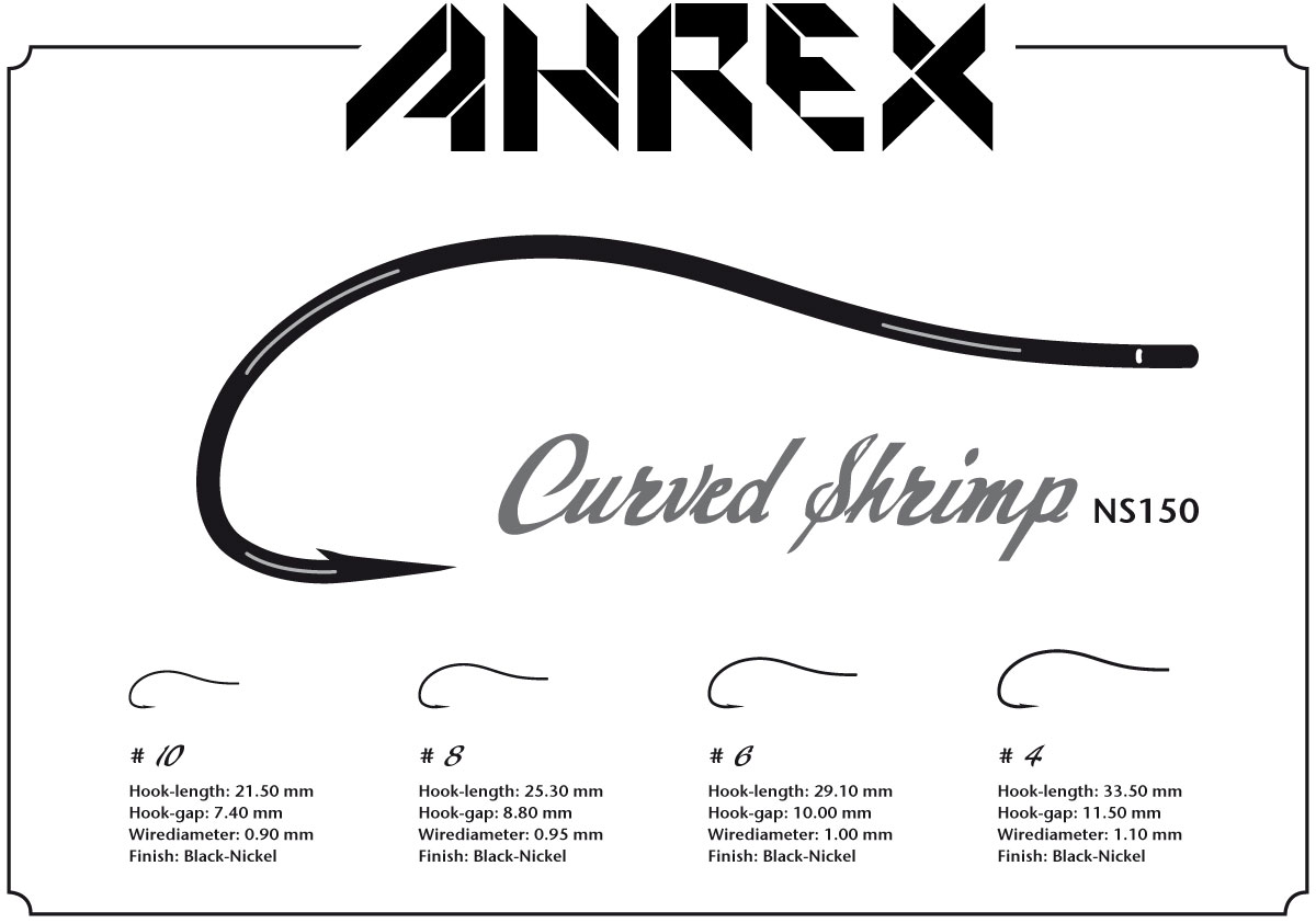 Ahrex muškařské háčky NS150 - Curved Shrimp - vel. 10