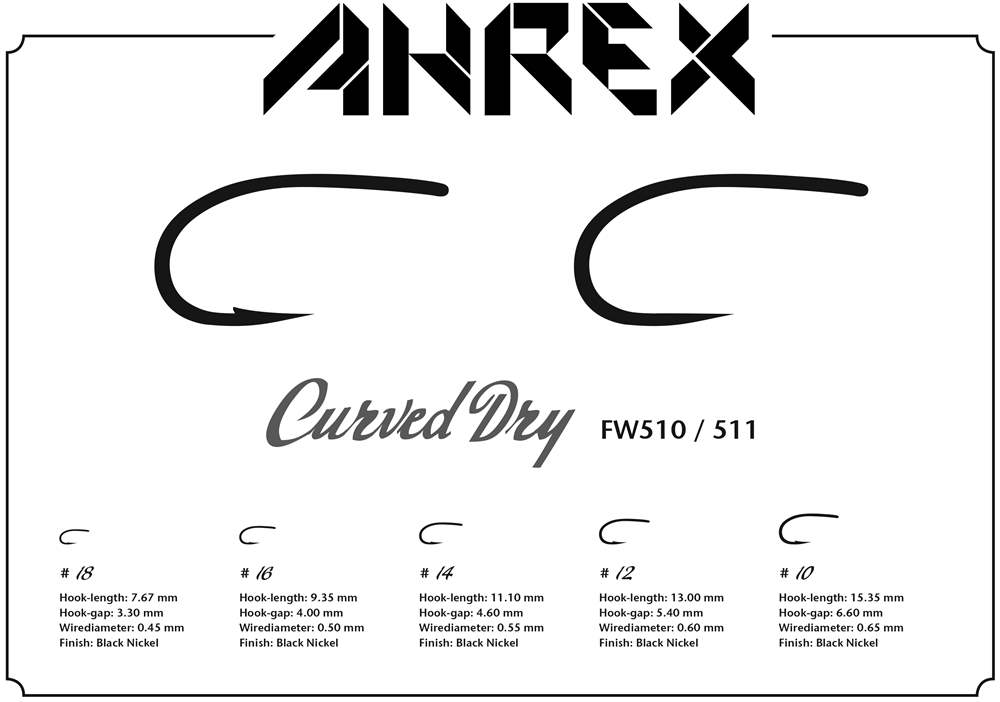 Ahrex muškařské háčky FW511 - Curved Dry Fly