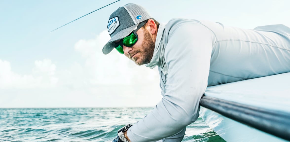 Costa del Mar Polarizační brýle Santiago - Síťovaně černá a Modré zrcadlo