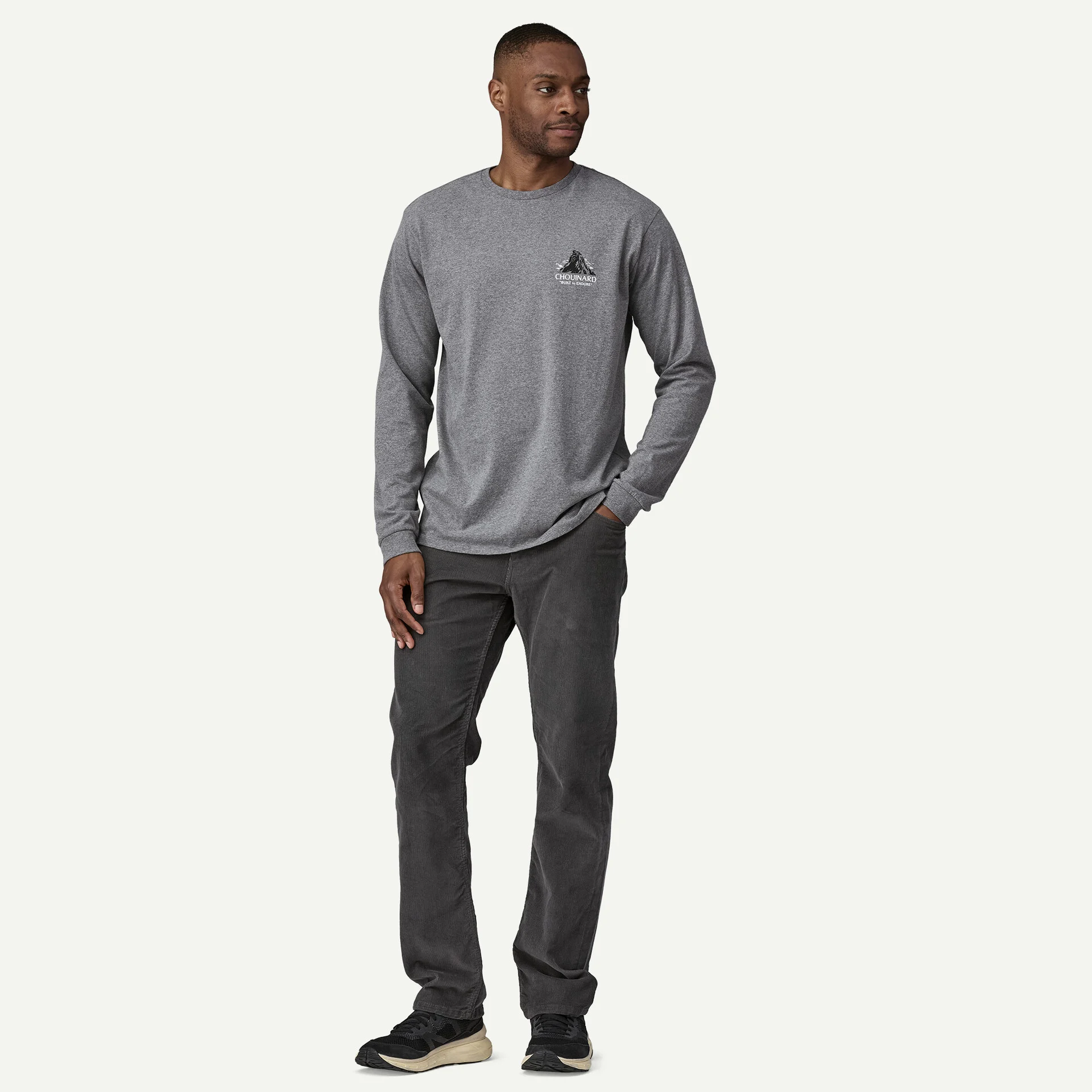 Patagonia Pánské tričko Long-Sleeved Chouinard® Crest Responsibili-Tee®, Gravel Heather - vel. XL