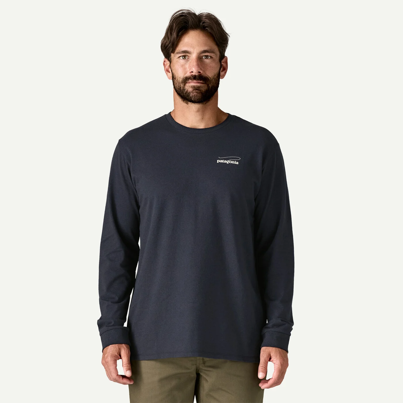 Patagonia Pánské tričko Long-Sleeved Casting Logo Responsibili-Tee®, Fiber White