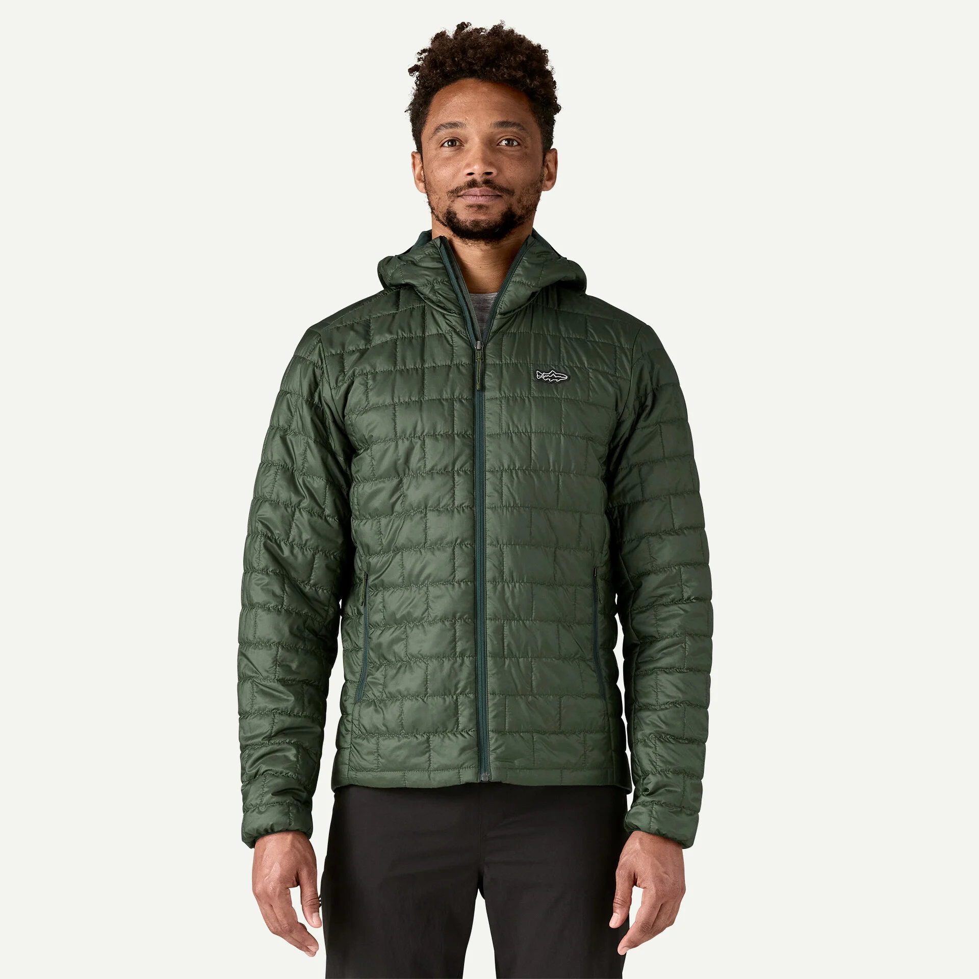 Patagonia Pánská bunda Nano Puff® Fitz Roy Trout Hoody, Forge Grey - vel. L