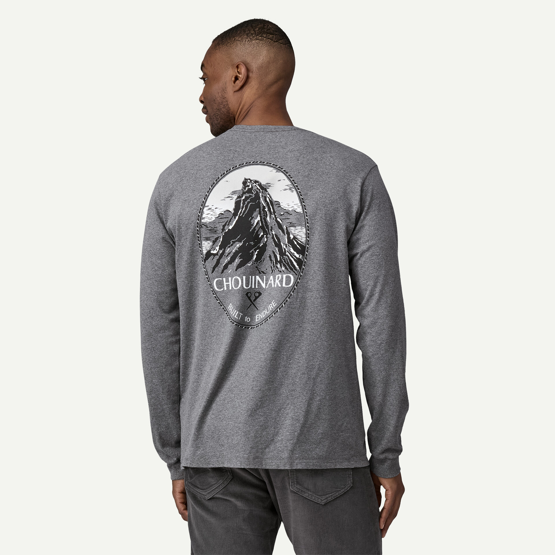 Patagonia Pánské tričko Long-Sleeved Chouinard® Crest Responsibili-Tee®, Gravel Heather - vel. XL