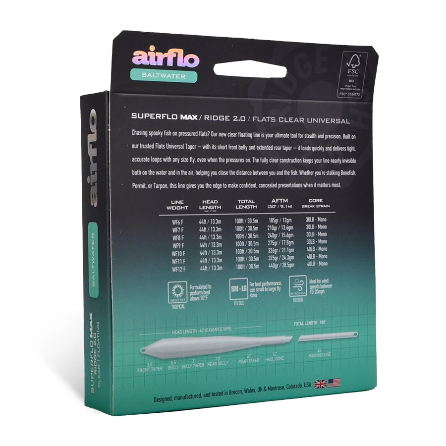 Airflo Muškařská šňůra Superflo Max Ridge 2.0 Flats Universal Clear WF