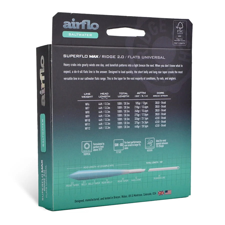 Airflo Muškařská šňůra Superflo Max Ridge 2.0 Flats Universal Floating/Intermedia