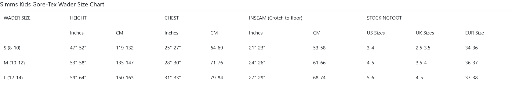 SIMMS Kid's Tributary Stockingfoot Basalt - vel. M