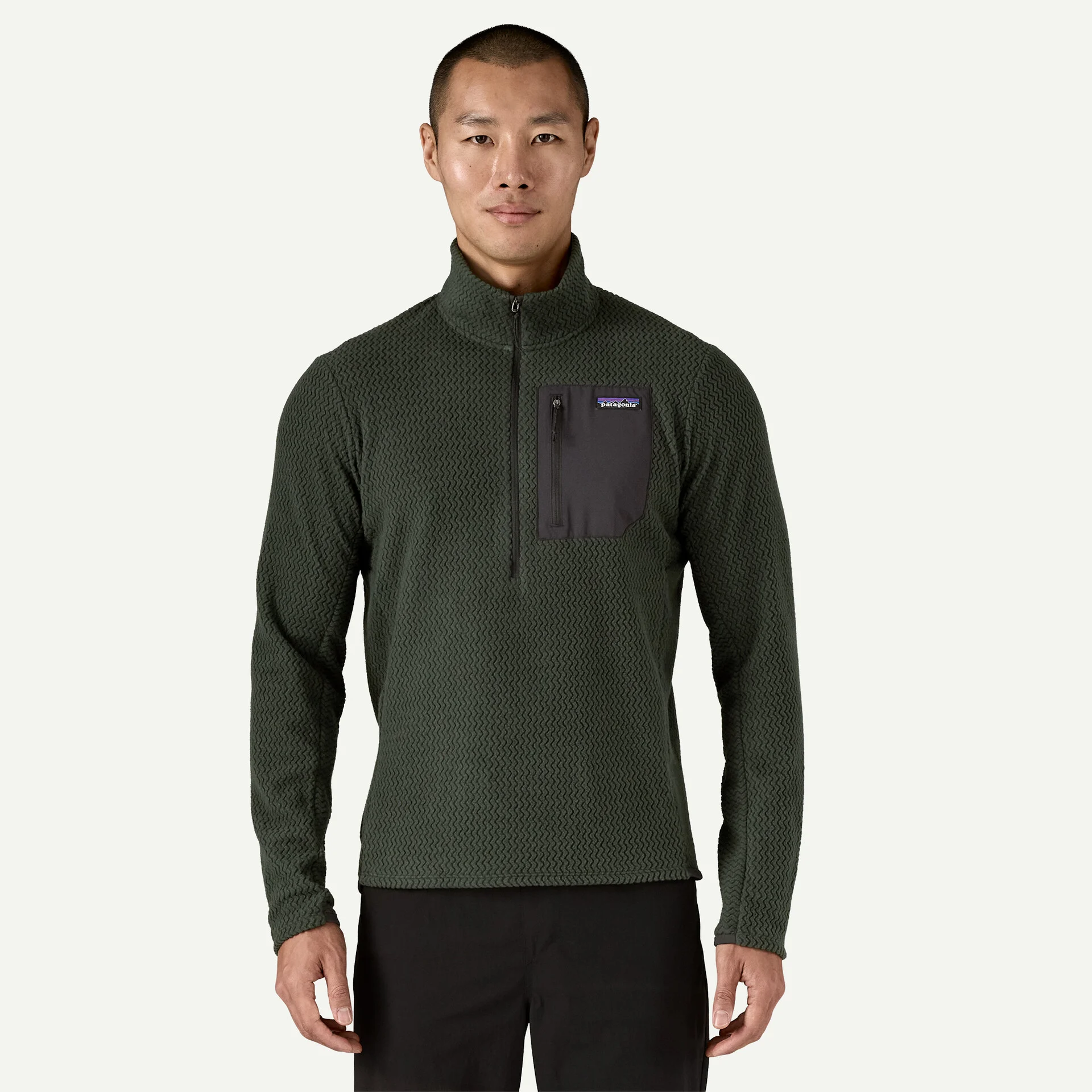 Patagonia Pánská mikina R1 Air Zip Neck, Old Growth Green - vel. XS