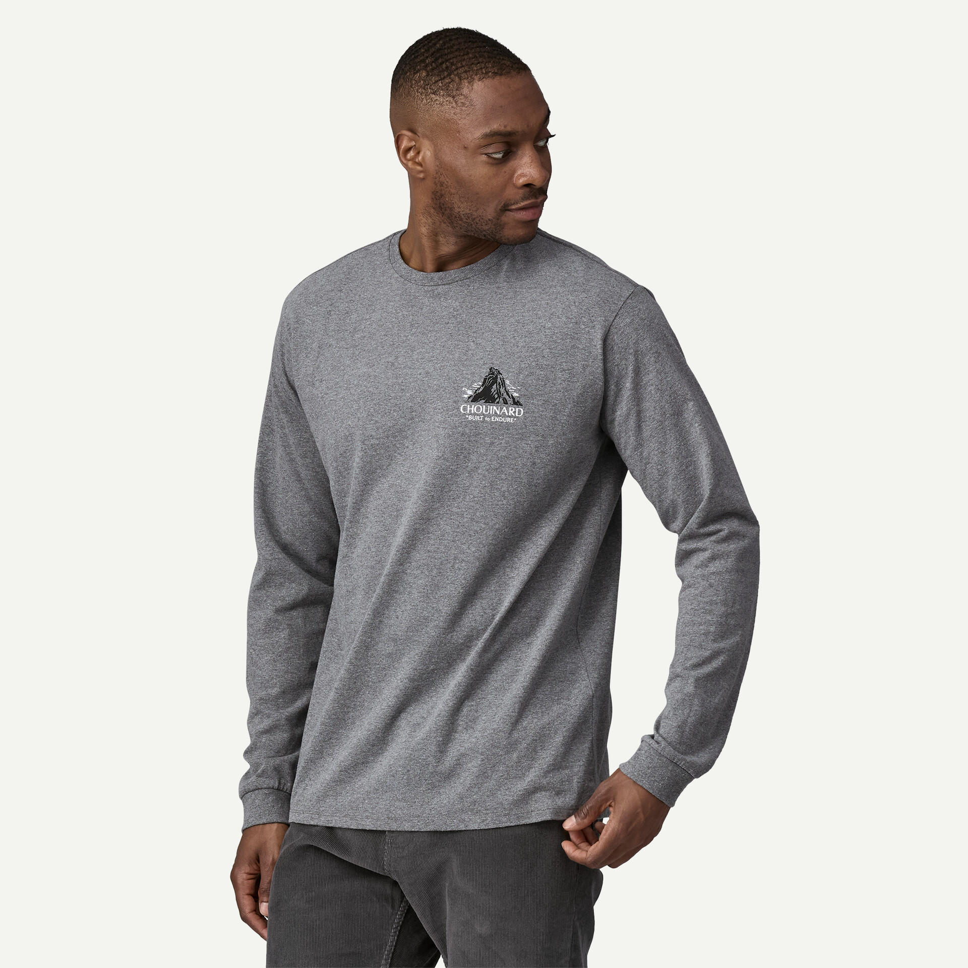 Patagonia Pánské tričko Long-Sleeved Chouinard® Crest Responsibili-Tee®, Gravel Heather - vel. XL