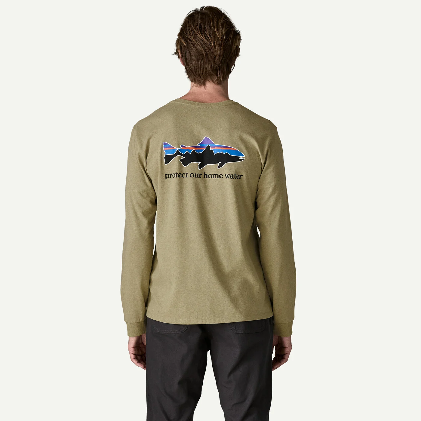 Patagonia Pánské tričko Long-Sleeved Home Water Trout Responsibili-Tee, Gumtree Green