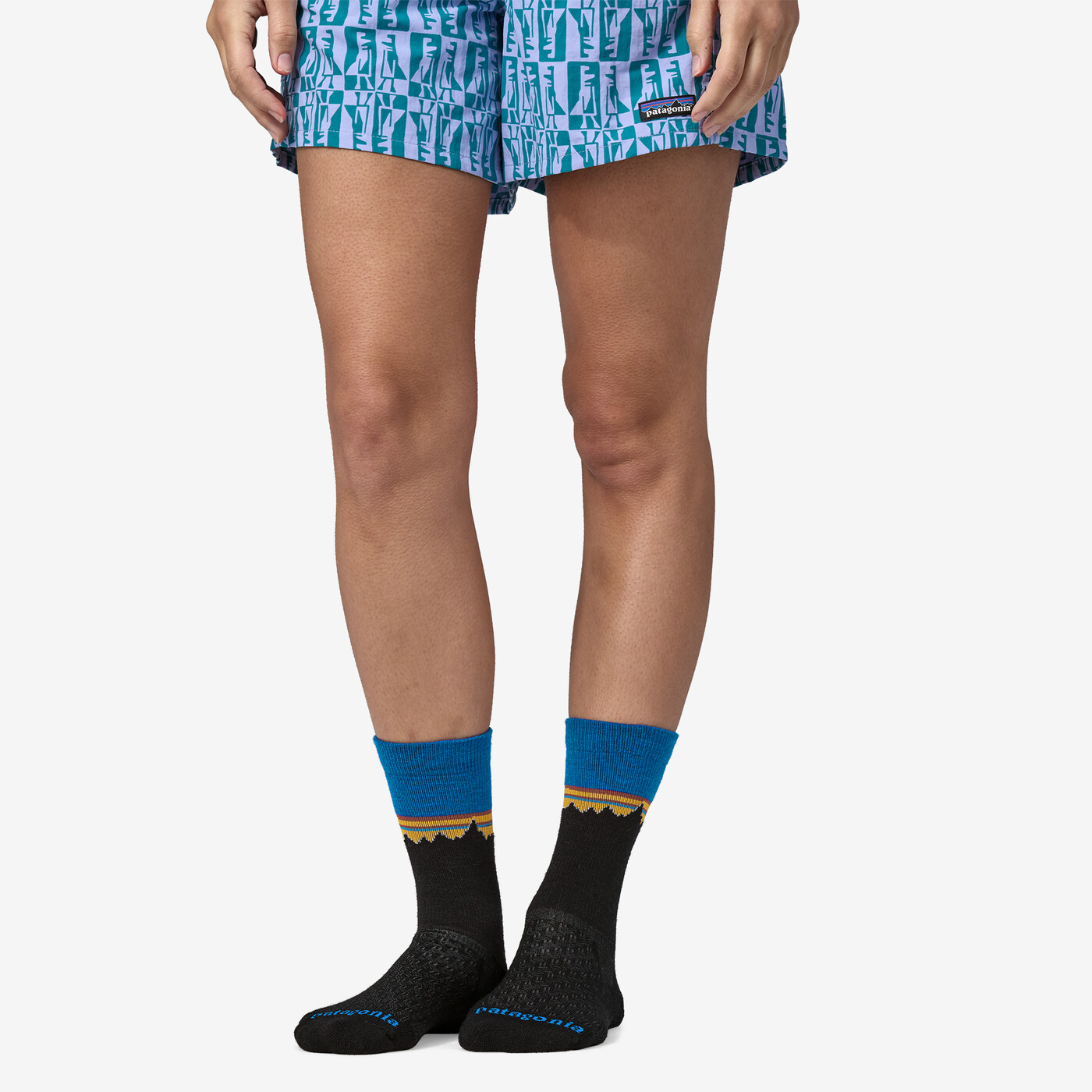 Patagonia Merino ponožky Blend Crew Socks - Classic Fitz Roy: Viking Blue, vel. S / EUR 36-38