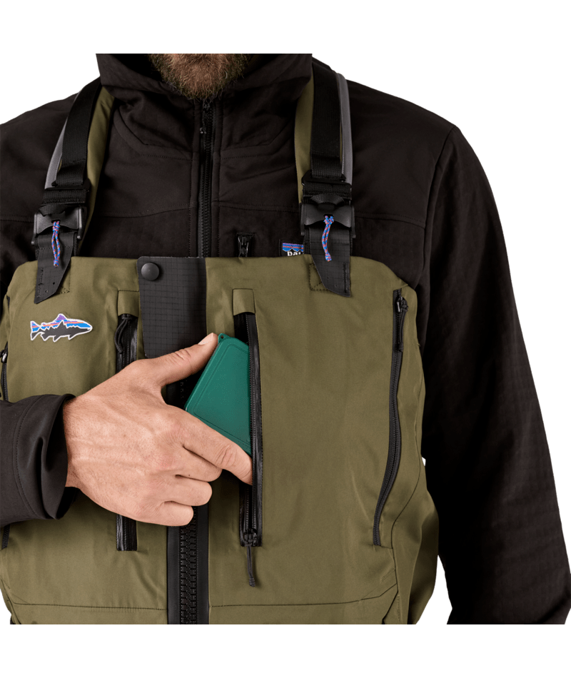 Patagonia Pánské brodící kalhoty Swiftcurrent Expedition Zip Front Waders - Basin Green, vel. XSM
