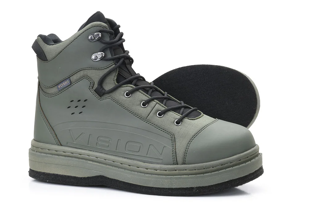 Vision Brodící kalhoty Koski ZIP STKFT, grey - vel. LL + Vision Brodící boty KOSKI, filcová podrážka - vel.  US 08 - EU 41