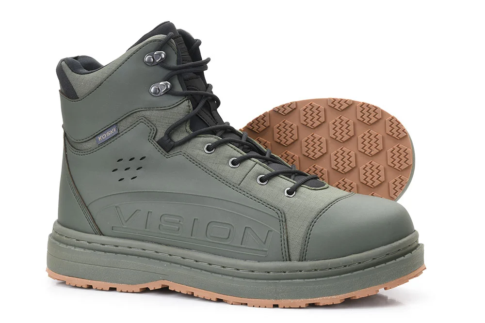 Vision Brodící kalhoty Koski ZIP STKFT, grey - vel. M + Vision Brodící boty KOSKI, gumová podrážka - vel.  US 12 - EU 45