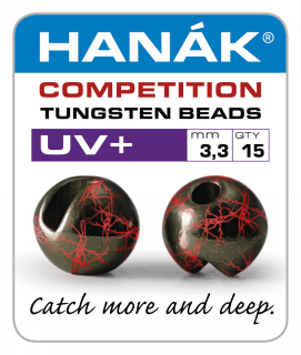 Hanák Competition Tungstenové hlavičky UV+ černá & červená - vel. 4,6 mm