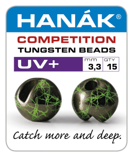 Hanák Competition Tungstenové hlavičky UV+ černá & chartreuse - vel. 4,6 mm