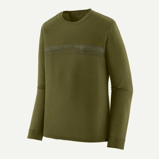 Patagonia Pánská tričko Cap Cool Merino Blend Graphic Shirt, Strata Stripe: Pond Green - vel. XL