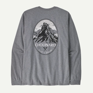Patagonia Pánské tričko Long-Sleeved Chouinard® Crest Responsibili-Tee®, Gravel Heather - vel. M
