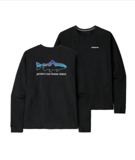 Patagonia Pánské tričko, dlouhý rukáv, M's L/S Home Water Trout Responsibili-Tee, Black - vel. XXL